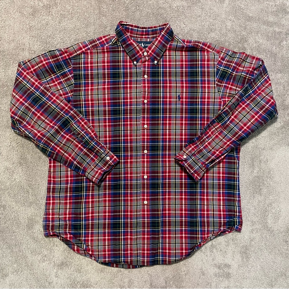 Polo Ralph Lauren Plaid Button Down Men XXL Plaid Long Sleeve Classic Fit Tartan